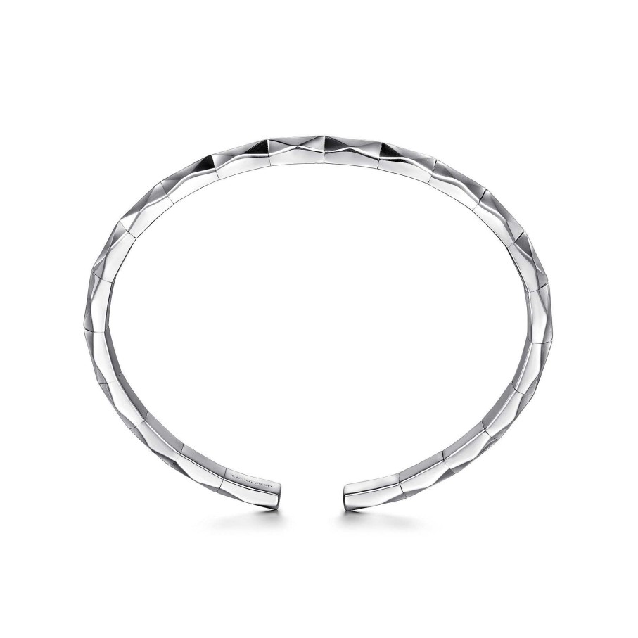 Bracelets & Bangles Gabriel & Co | Gabriel 925 Sterling Silver Faceted Open Cuff Bracelet