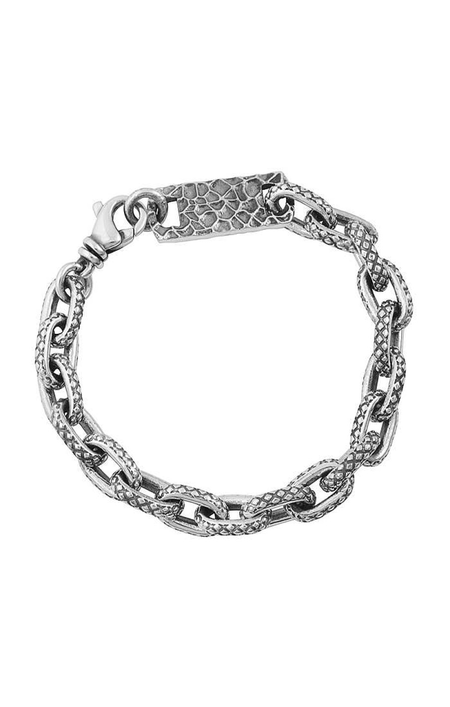 Men'S King Baby | King Baby Oval Link Crosshatch Bracelet