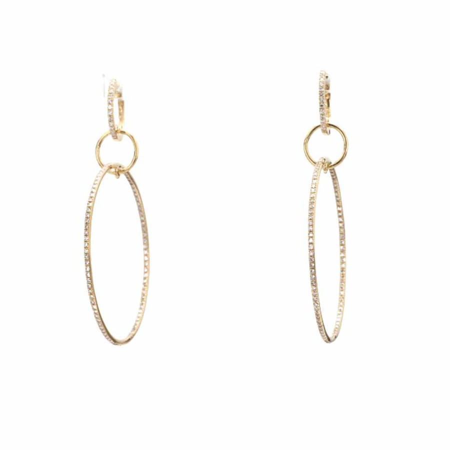 Earrings Bailey's Fine Jewelry | Diamond Circle Drop Huggie Earrings