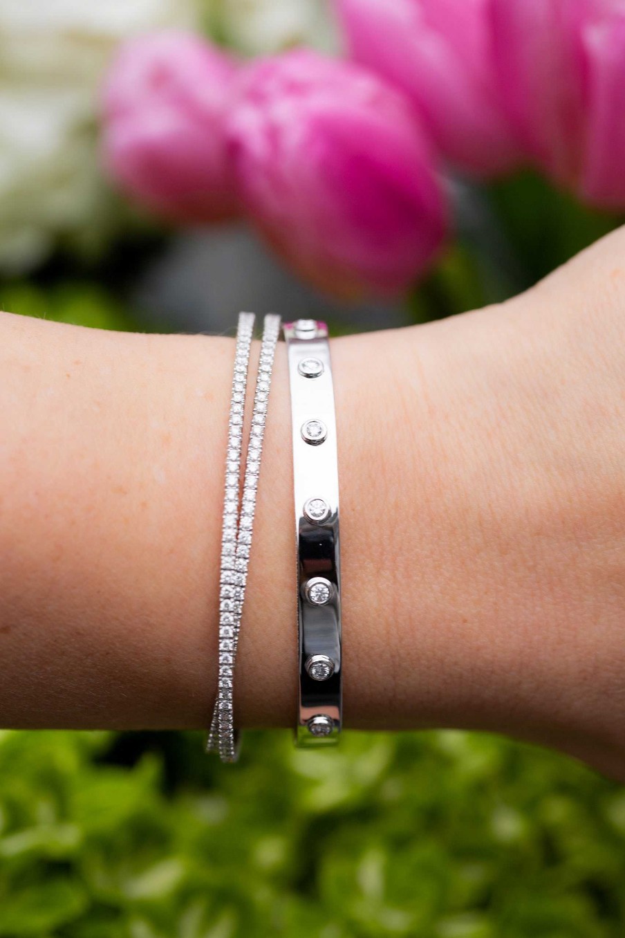 Bracelets & Bangles Bailey's Club Collection | Bailey'S Club Collection Double Wrap Diamond Flex Bracelet