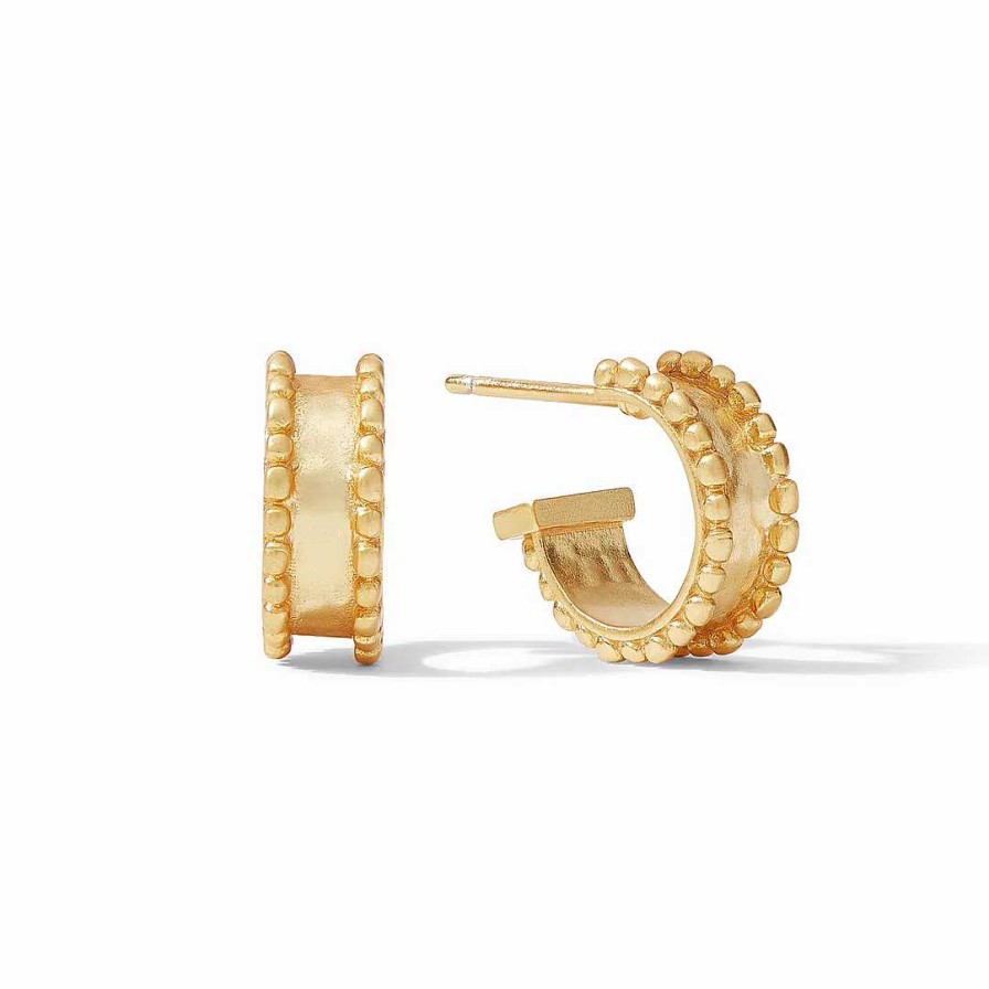 Earrings Julie Vos | Julie Vos Marbella Hoop With Iridescent Clear Crystal Charm