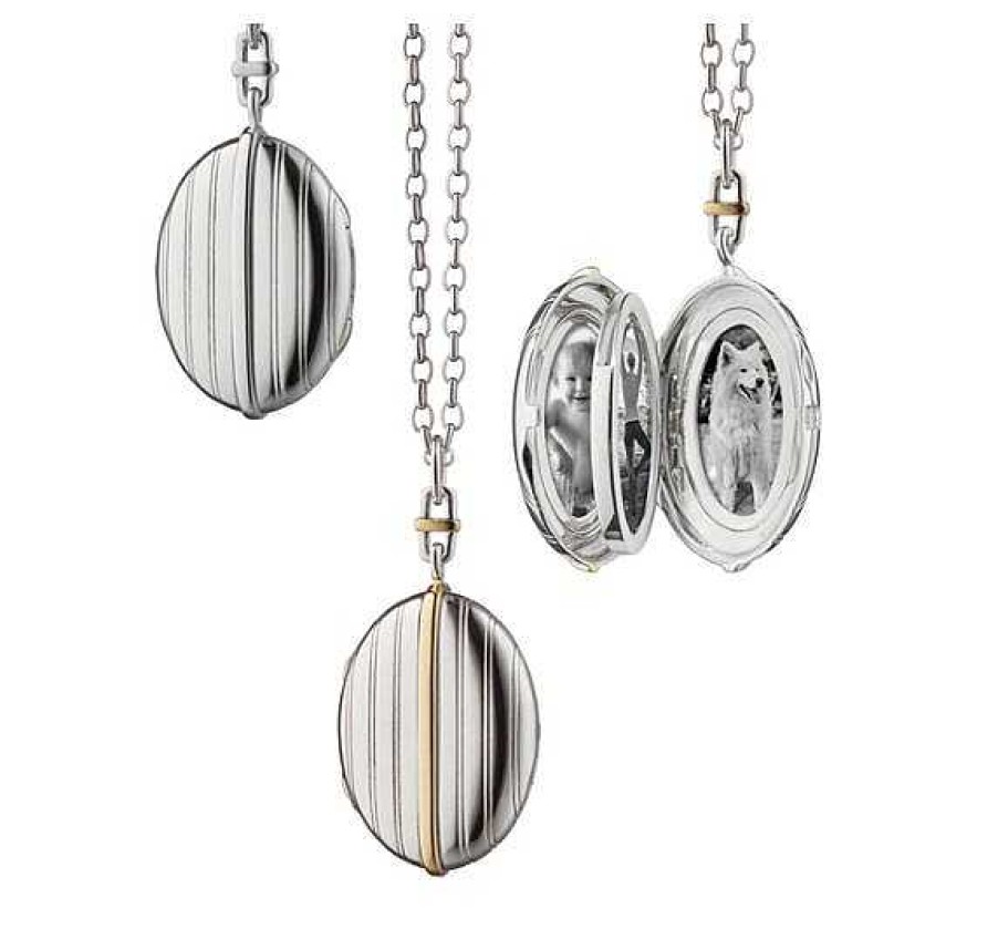 Lockets Bailey's Fine Jewelry | Monica Rich Kosann Oval Two-Tone Stripe Locket