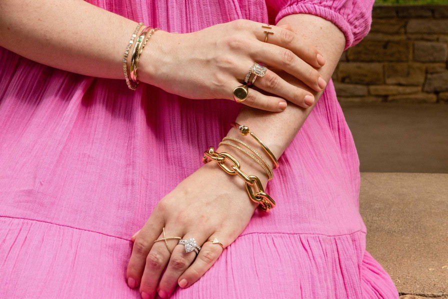 Bracelets & Bangles Bailey's Fine Jewelry | Rounded Chunky Oval Link Gold Bracelet