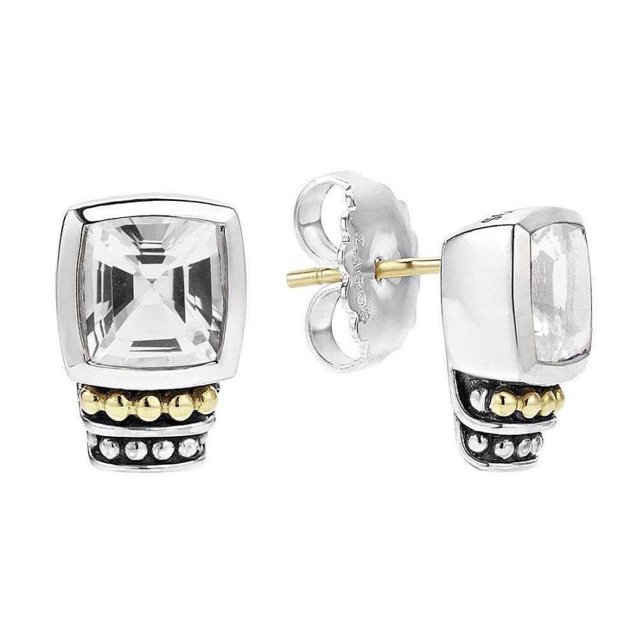 Earrings Lagos | Lagos Caviar White Topaz Stud Earrings