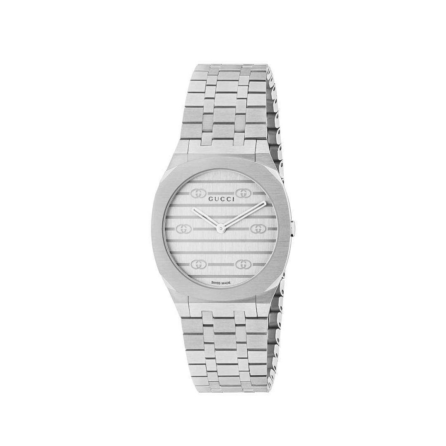 Watches Gucci | Gucci 25H 30Mm Silver Steel Watch