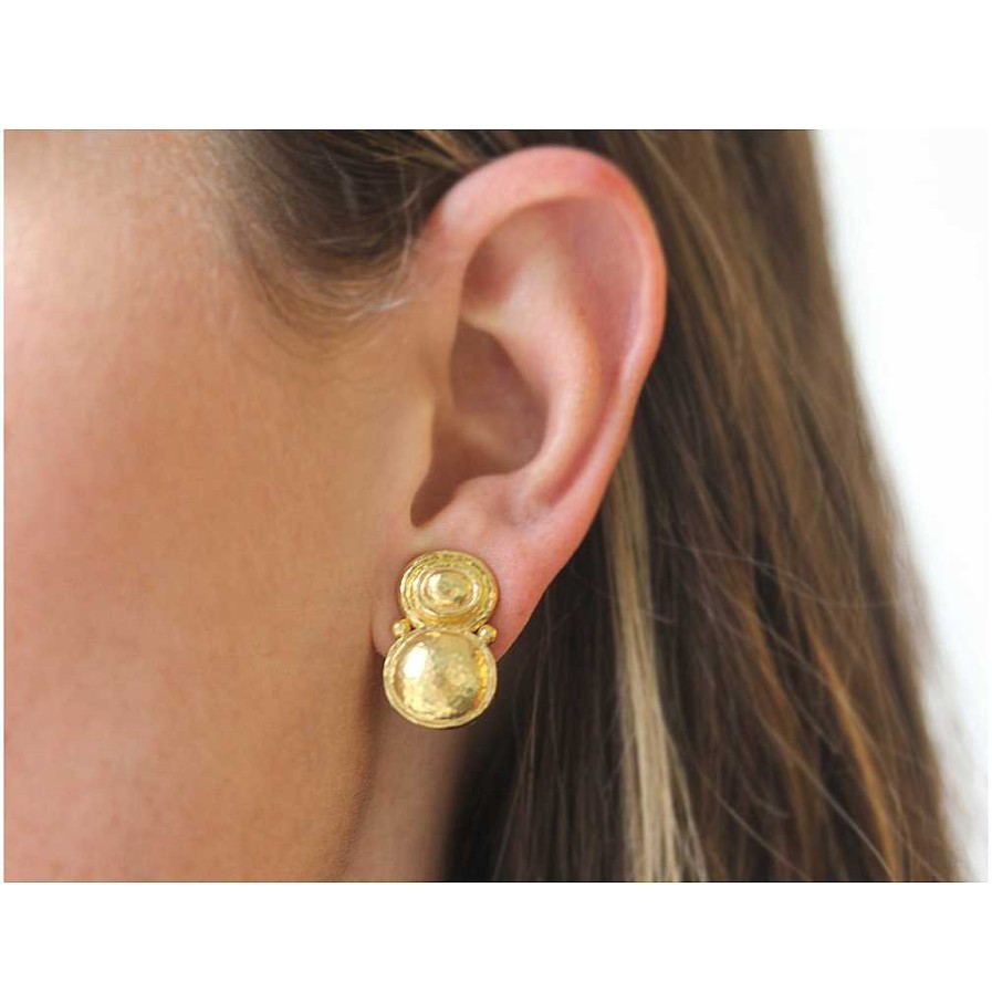 Earrings Elizabeth Locke | Elizabeth Locke Stacked Horizontal Oval Domed Earrings