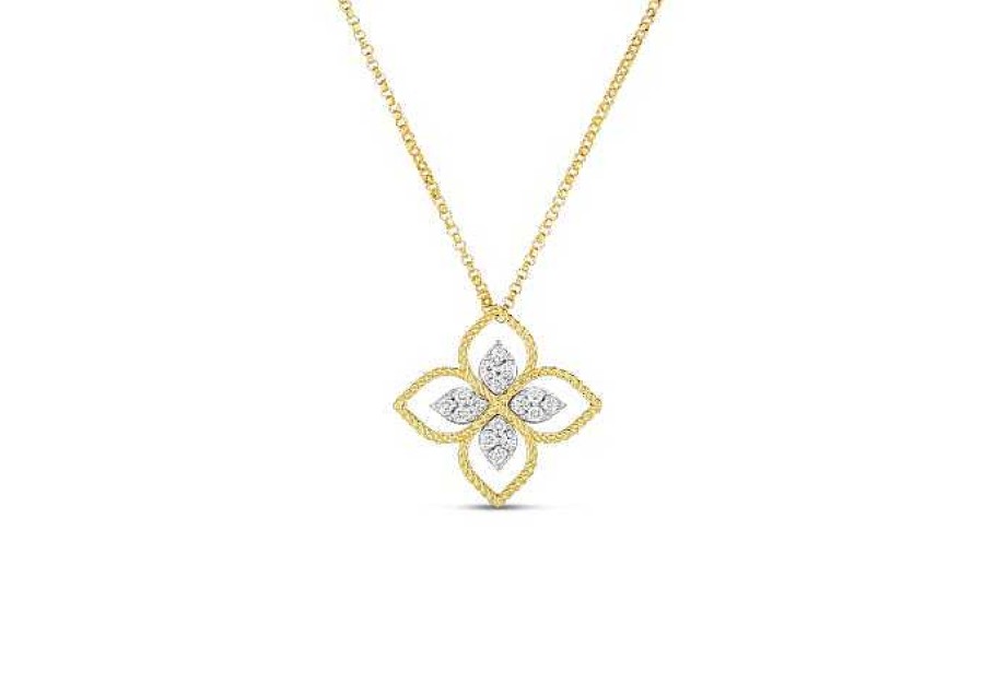 Necklaces & Pendants Roberto Coin | Roberto Coin 18K Principessa Large Flower Pendant Necklace With Diamonds