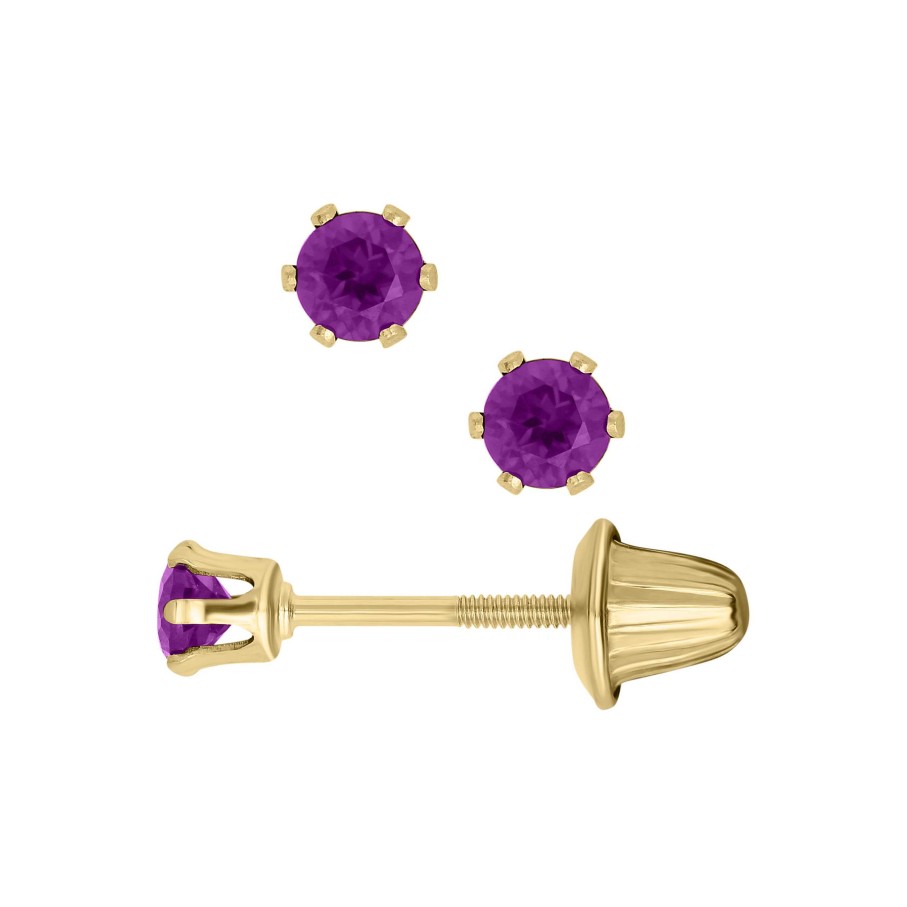 Earrings Bailey's Fine Jewelry | Bailey'S Children'S Collection February Birthstone Amethyst Stud Earrings