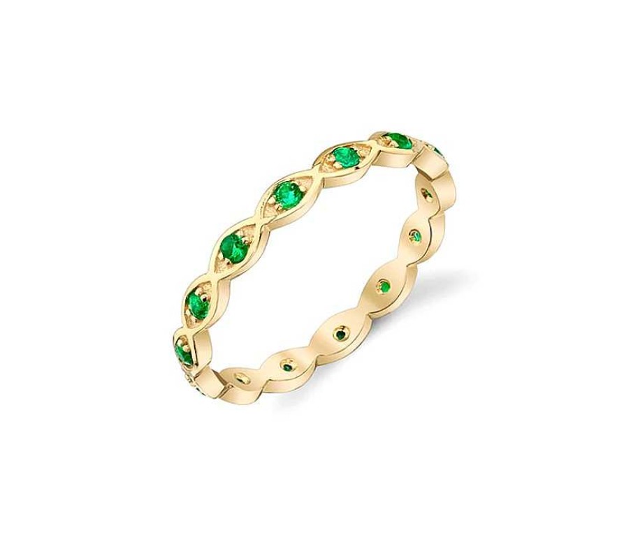 Fashion Rings Sydney Evan | Sydney Evan Gold & Emerald Evil Eye Eternity Band Ring