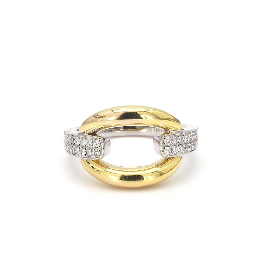 Fashion Rings Bailey's Fine Jewelry | Two-Toned Gold Open Oval Ring With Diamonds