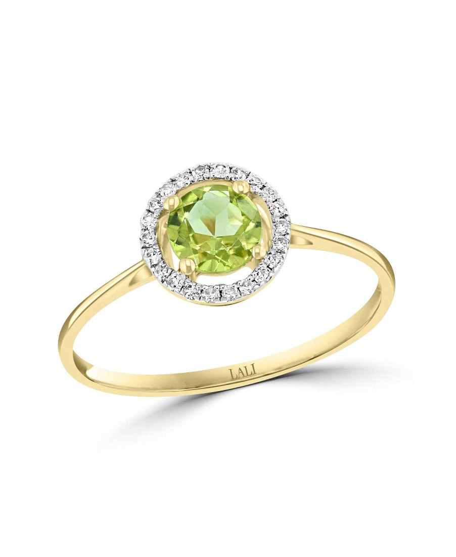 Fashion Rings Bailey's Fine Jewelry | Peridot & Diamond Halo Ring In 14K Yellow Gold