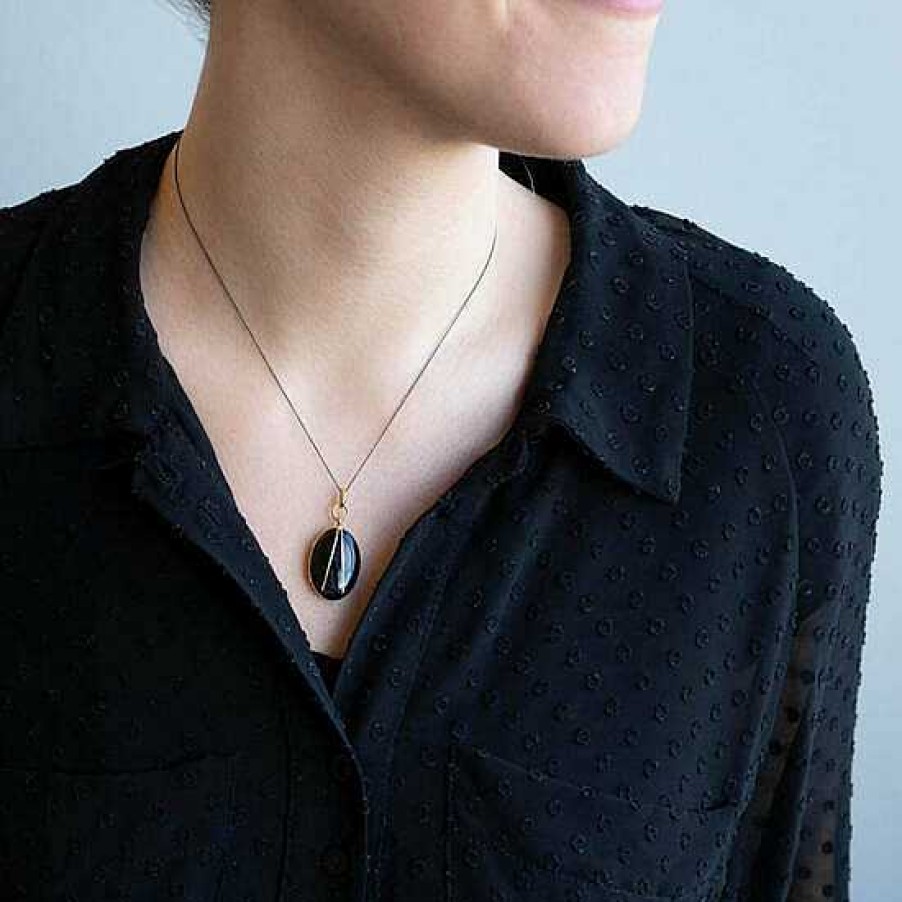 Lockets Monica Rich | Monica Rich Kosann Oval Black Enamel Locket