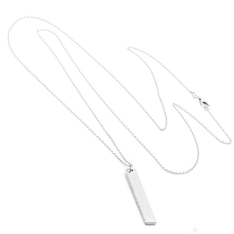 Necklaces & Pendants Bailey's Fine Jewelry | Sterling Silver Vertical Bar Diamond Pendant Necklace