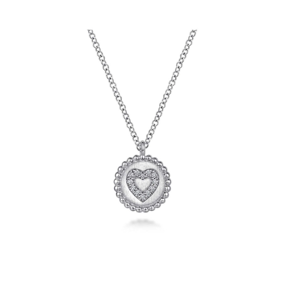 Necklaces & Pendants Gabriel & Co | Gabriel 925 Sterling Silver Bujukan Diamond Heart Pendant Necklace