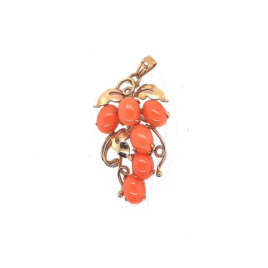 Necklaces & Pendants Bailey's Fine Jewelry | Bailey'S Estate Vintage Coral Grapes Bunch Pendant