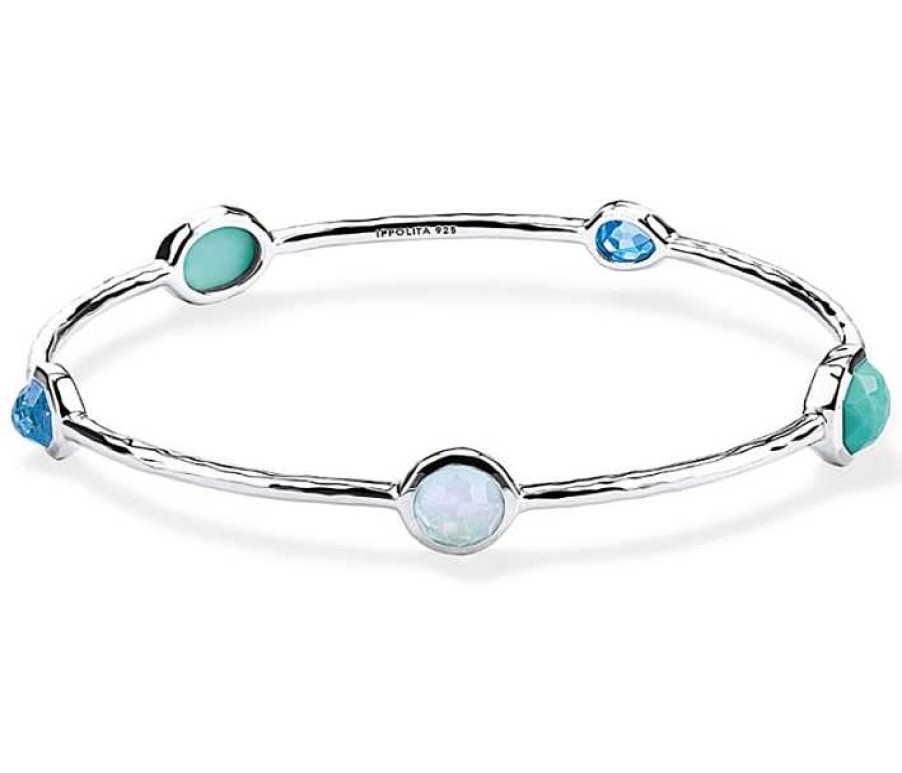 Bracelets & Bangles Ippolita | Ippolita Rock Candy Sterling Silver 5-Stone Bangle Bracelet In Waterfall