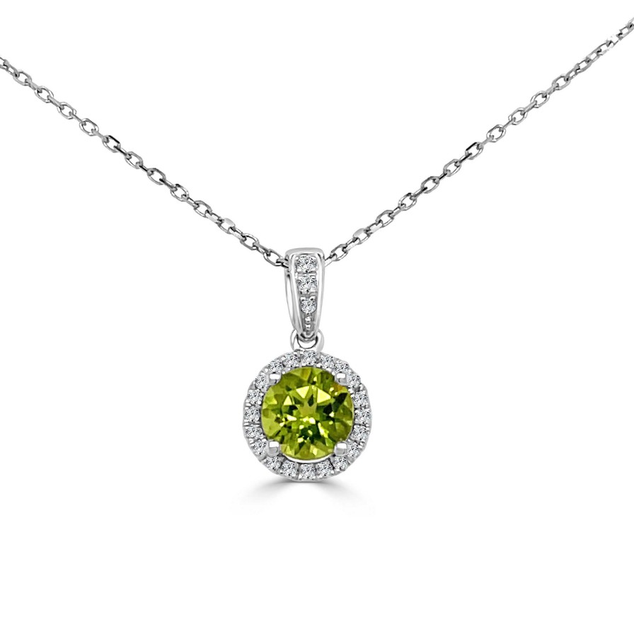 Necklaces & Pendants Bailey's | August Birthstone Diamond Halo Gold Pendant Necklace