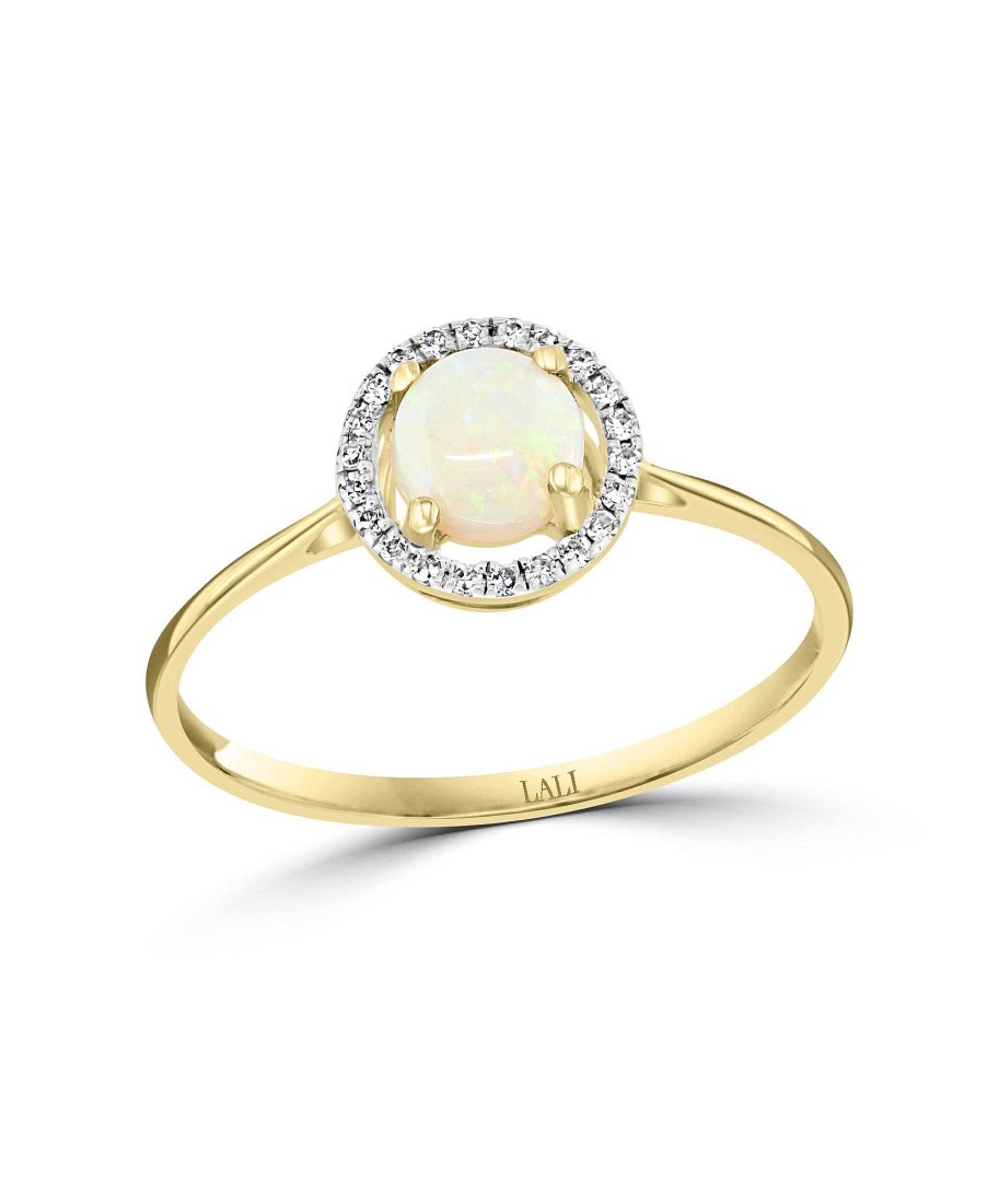 Fashion Rings Bailey's Fine Jewelry | Opal & Diamond Halo Ring In 14K Yellow Gold