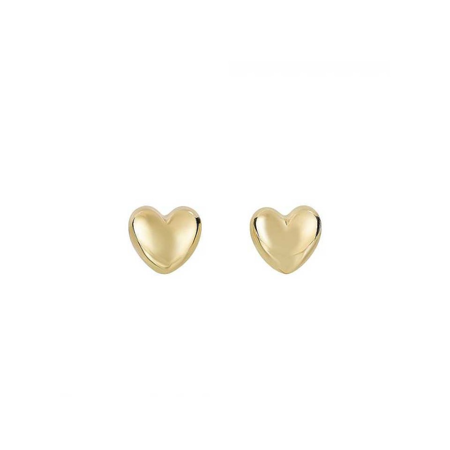 Earrings Bailey's Fine Jewelry | Puffy Heart Stud Earrings In 14Kt Yellow Gold