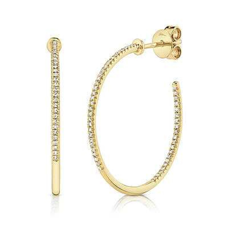 Earrings Bailey's Fine Jewelry | Thin 1 Inside Outside 0.19Ct Diamond Hoop Earrings