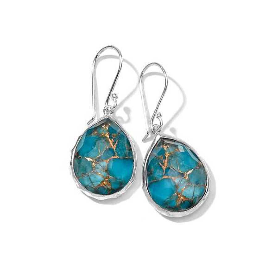 Earrings Ippolita | Ippolita Sterling Silver Teeny Teardrop Earrings In Bronze Turquoise