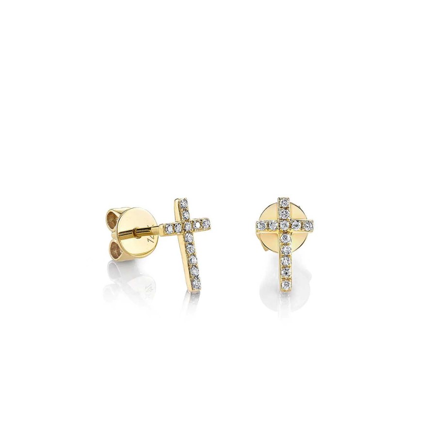 Earrings Sydney Evan | Sydney Evan Small Pave Cross Stud