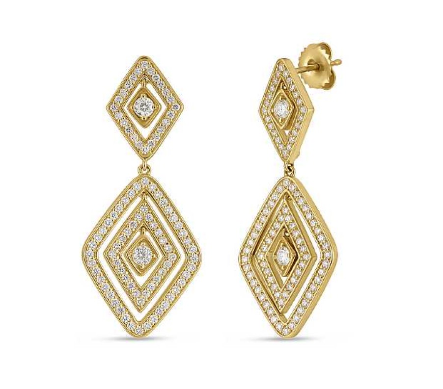 Earrings Roberto Coin | Roberto Coin 18Kt Yellow Gold Diamante Diamond Stud Earrings