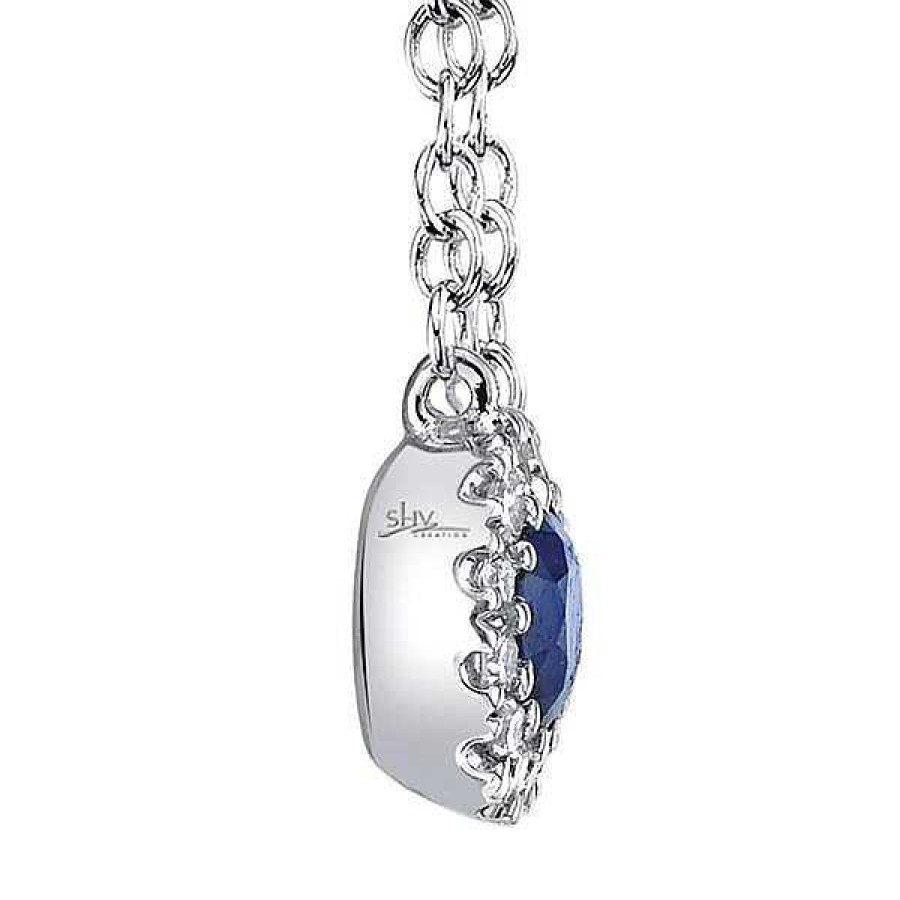 Necklaces & Pendants Bailey's Collections","Bailey's Icon Collection | Bailey'S Icon Collection Sapphire And Pave Diamond Pendant Necklace In 14Kt White Gold