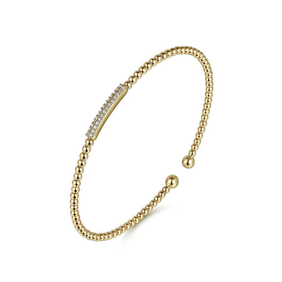 Bracelets & Bangles Gabriel & Co | Gabriel 14K Yellow Gold Bujukan Bead Bangle With Diamonds