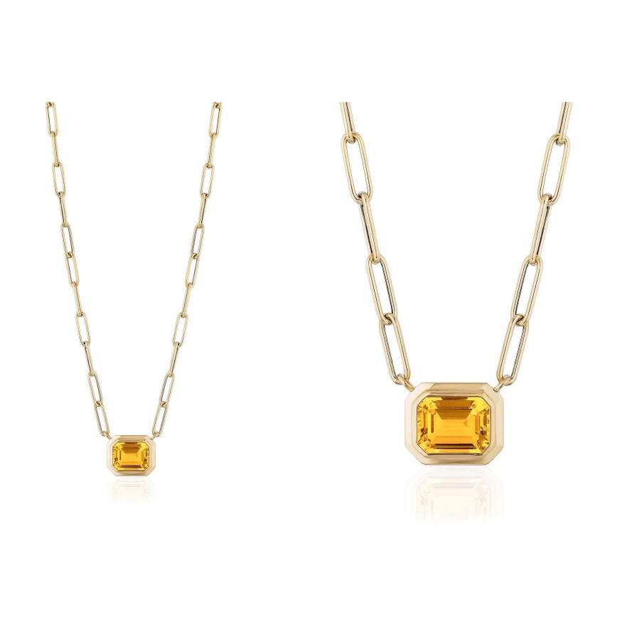 Necklaces & Pendants Goshwara | Goshwara Citrine Emerald Cut East West Pendant Necklace