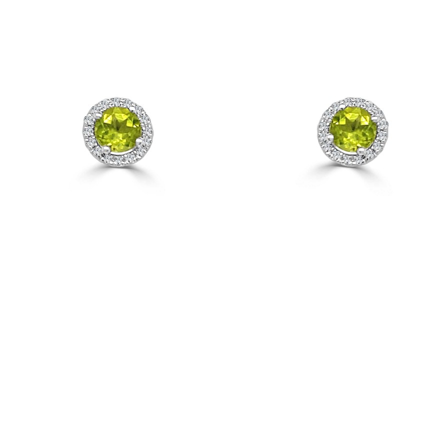 Earrings Bailey's | August Birthstone Diamond Halo Gold Stud Earrings