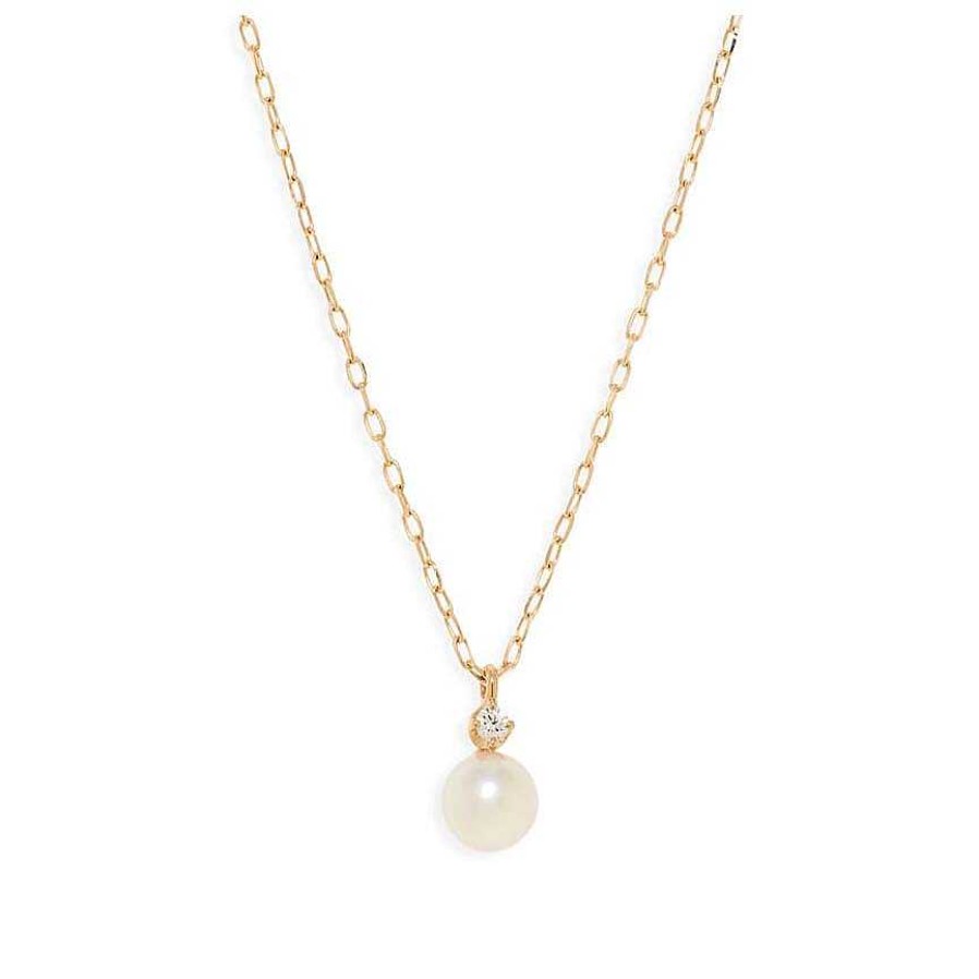 Necklaces & Pendants Mikimoto | Mikimoto 5.25Mm Akoya Pearl With Diamond Necklace