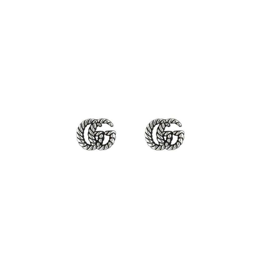 Earrings Gucci | Gucci Gg Marmont Aged Stud Silver Earrings