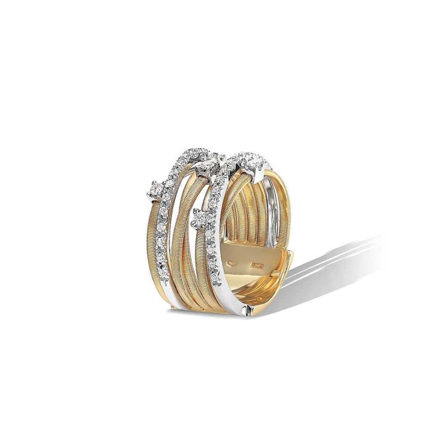 Fashion Rings Marco Bicego | Marco Bicego Goa Collection Gold Seven Strand Diamond And Pave Ring