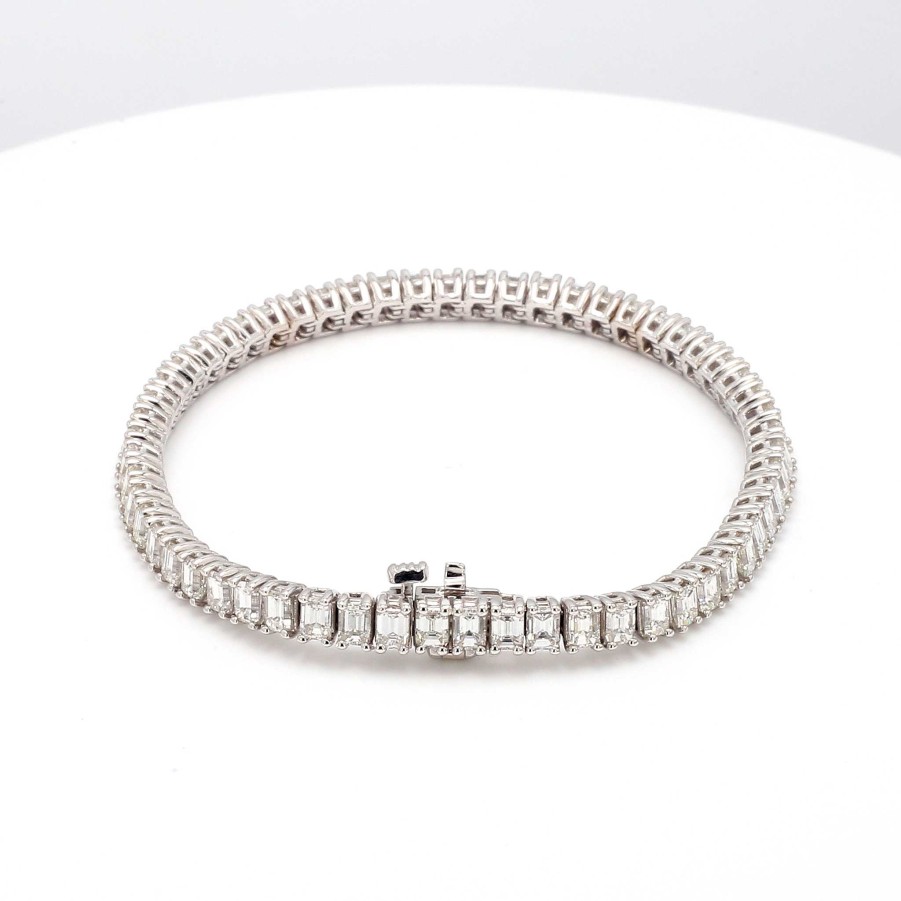 Bracelets & Bangles Bailey's Fine Jewelry | Emerald Cut Diamond Tennis Bracelet In 18K White Gold