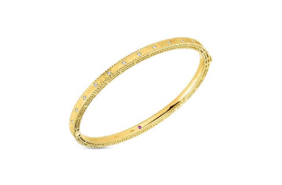 Bracelets & Bangles Roberto Coin | Roberto Coin 18K Yellow Gold Princess Bangle Bracelet With Diamonds