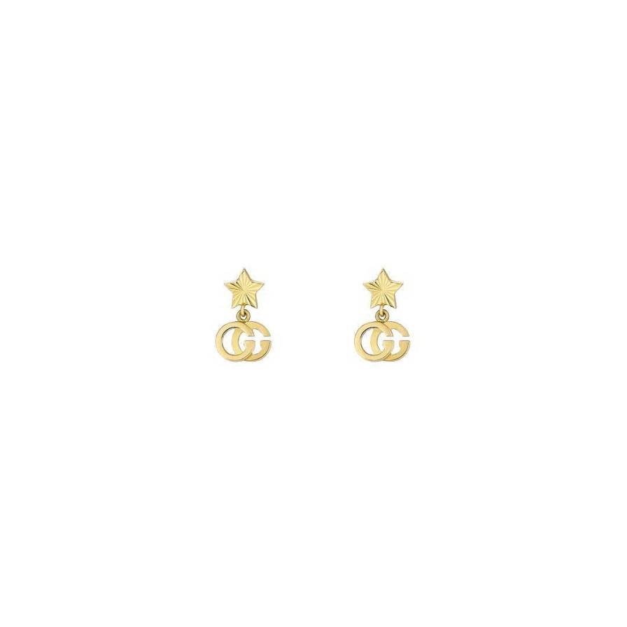 Earrings Gucci | Gucci Gg Running 18K Yellow Star Drop Earrings