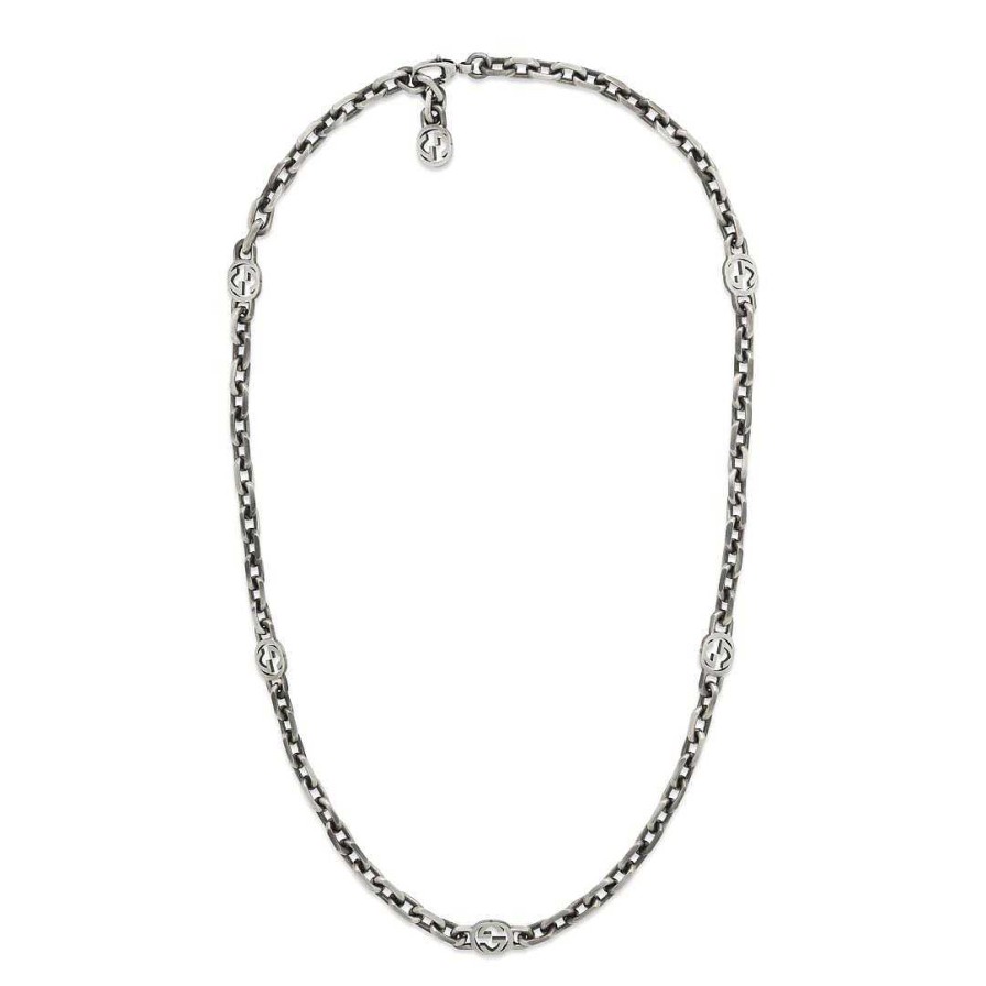 Necklaces & Pendants Gucci | Gucci Interlocking G Aged Silver Station Necklace