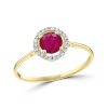 Fashion Rings Bailey's Fine Jewelry | Ruby & Diamond Halo Ring In 14K Yellow Gold