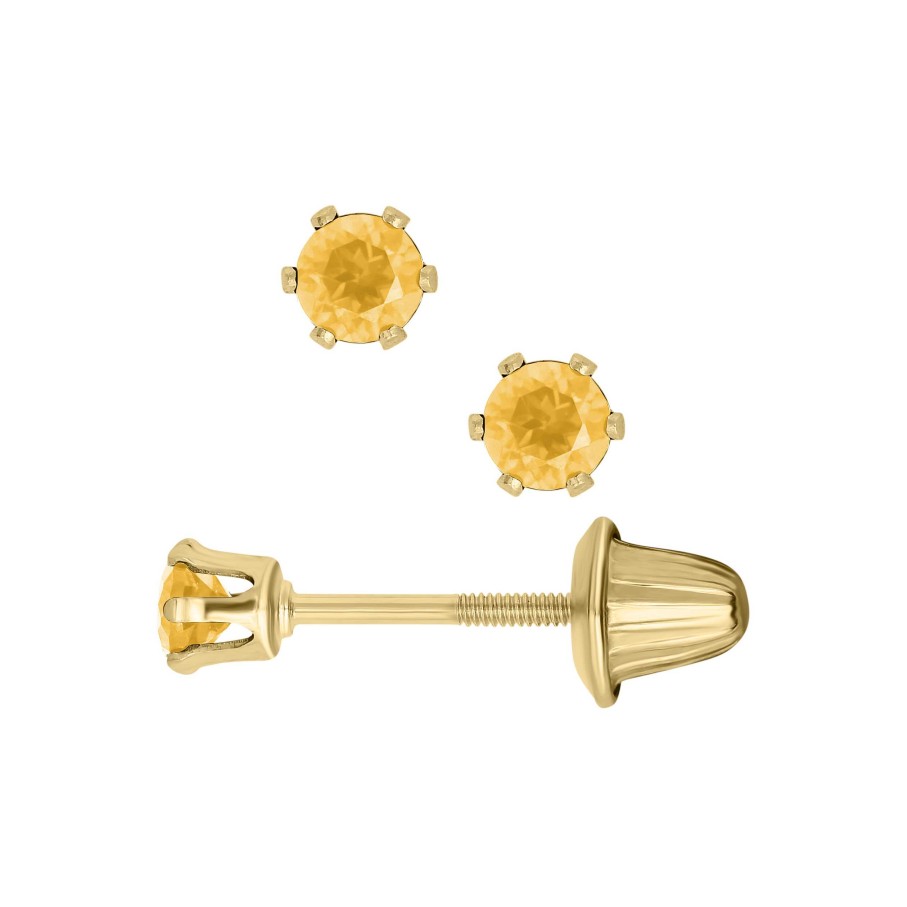 Earrings Bailey's Fine Jewelry | Bailey'S Children'S Collection November Birthstone Citrine Stud Earrings