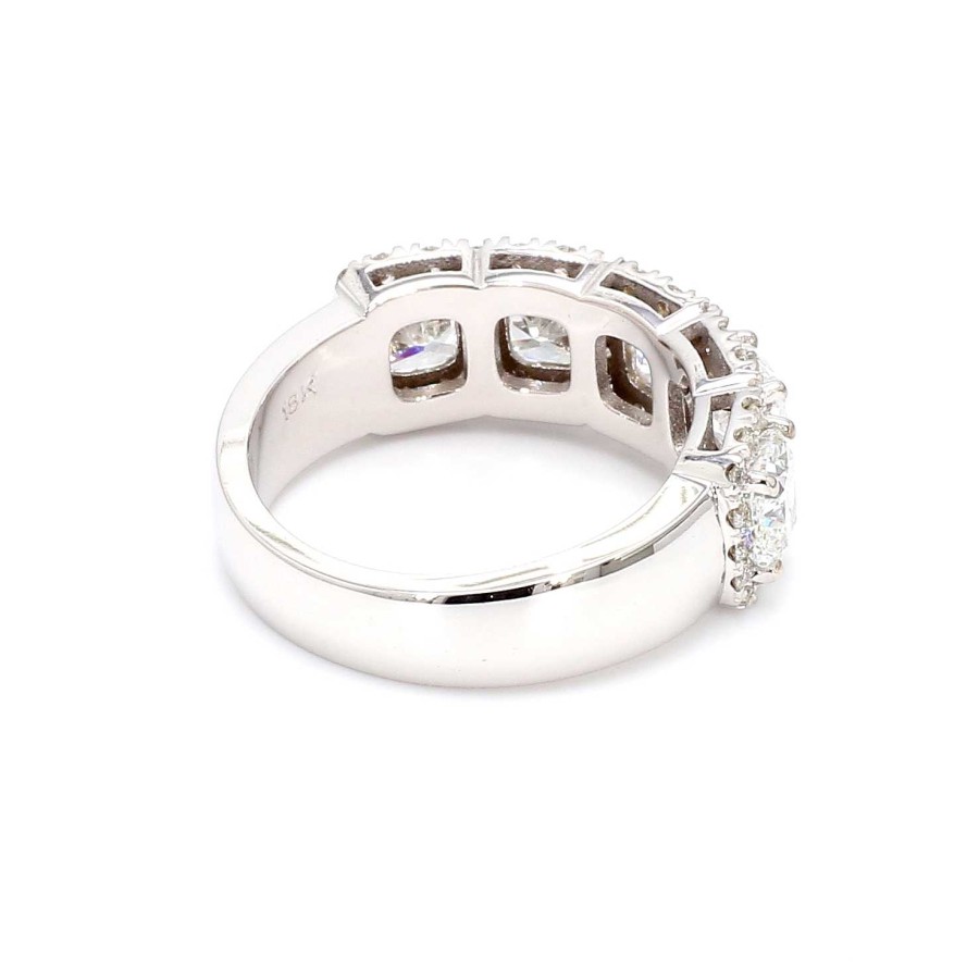 Fashion Rings Bailey's Fine Jewelry | Cushion Cut Diamond Halo Ring In 18K White Gold