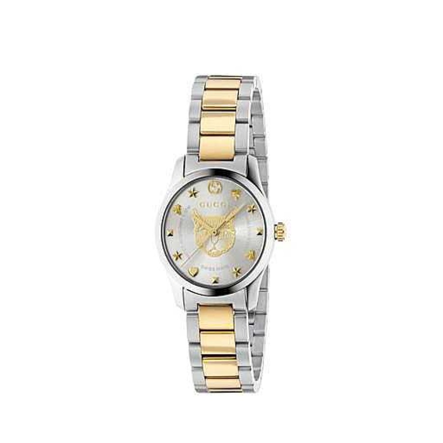 Watches Gucci | Gucci G-Timeless Iconic 27Mm Silver Feline Head Steel And Yellow Gold Pvd Watch