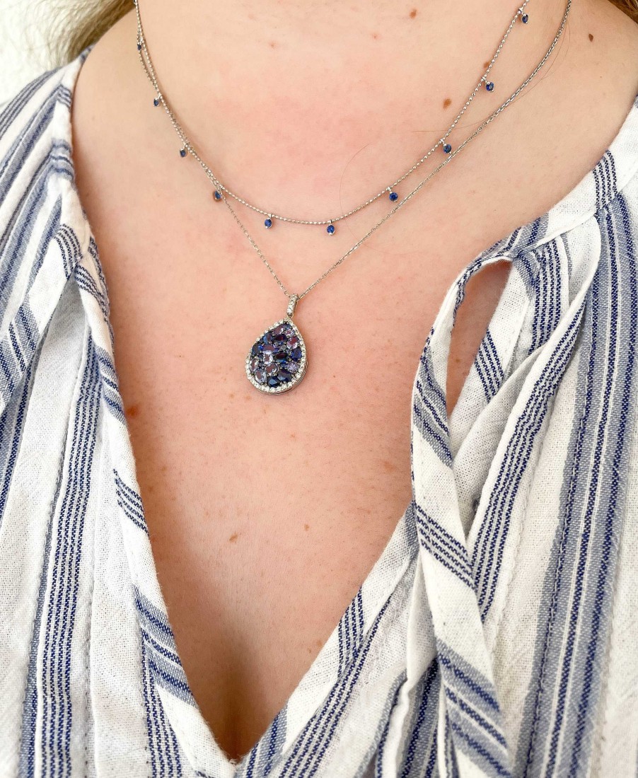 Necklaces & Pendants Bailey's Fine Jewelry | Diamond And Color Stone Teardrop Necklace