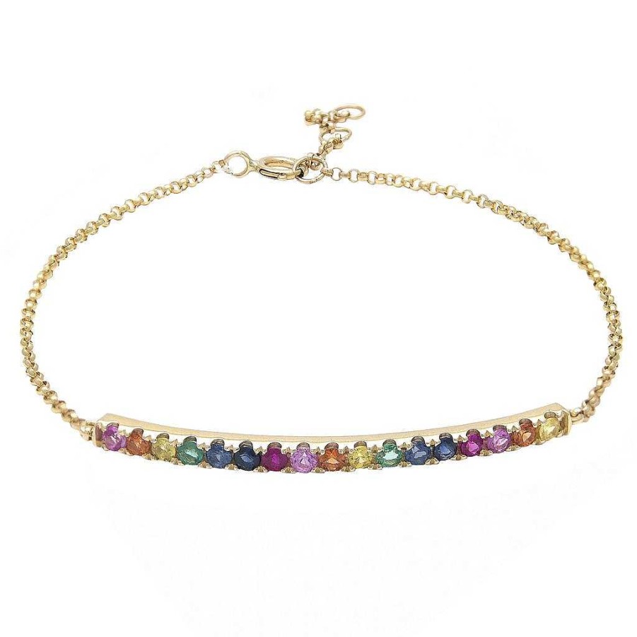 Bracelets & Bangles Bailey's Goldmark Collection | Bailey'S Goldmark Collection Rainbow Bar Bracelet In 14K Yellow Gold