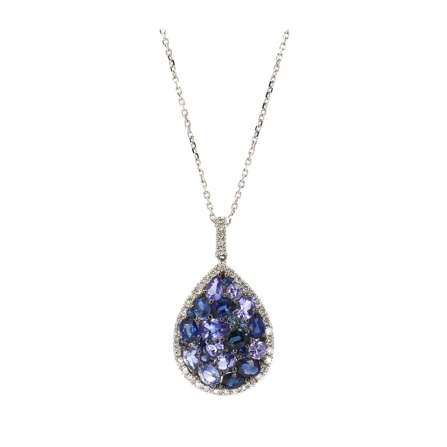 Necklaces & Pendants Bailey's Fine Jewelry | Diamond And Color Stone Teardrop Necklace