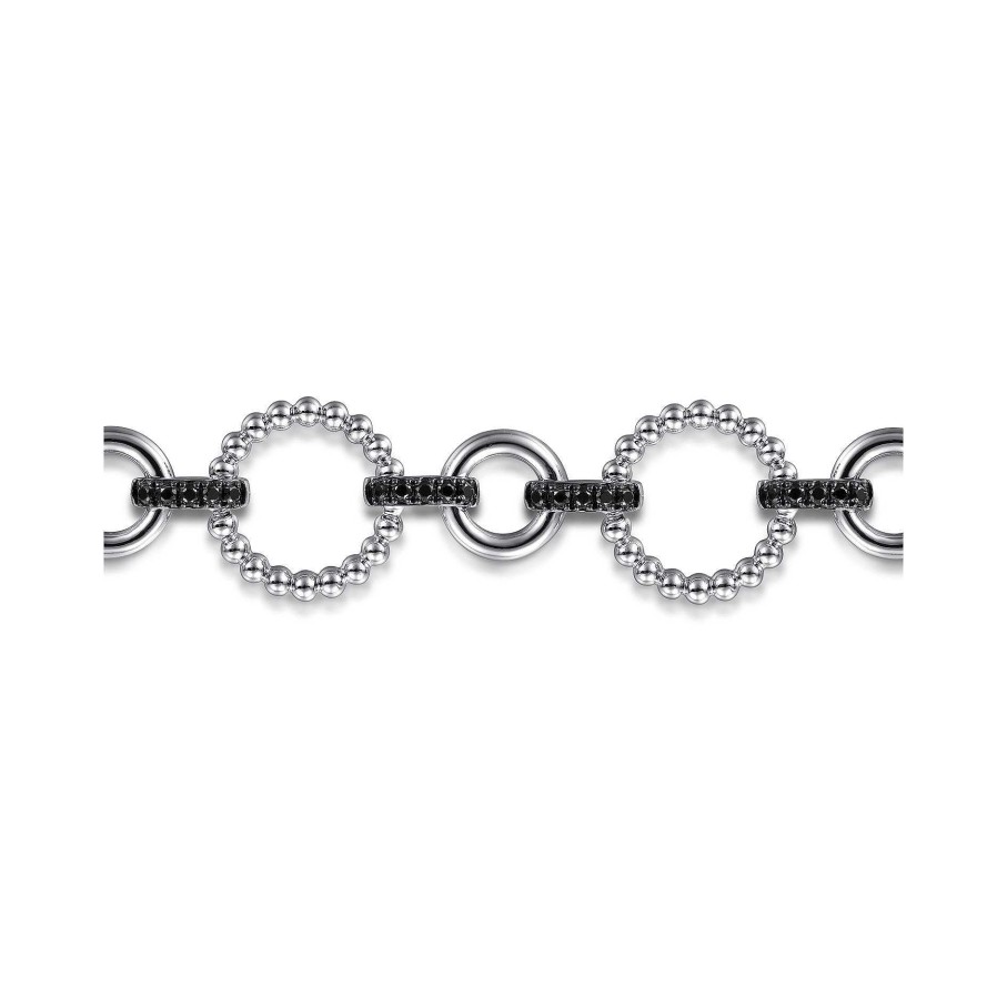 Bracelets & Bangles Gabriel & Co | Gabriel 925 Sterling Silver Black Spinel Bujukan Link Tennis Bracelet