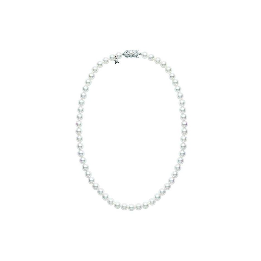 Necklaces & Pendants Mikimoto | Mikimoto Akoya Pearl Princess Strand Necklace In 18Kt White Gold