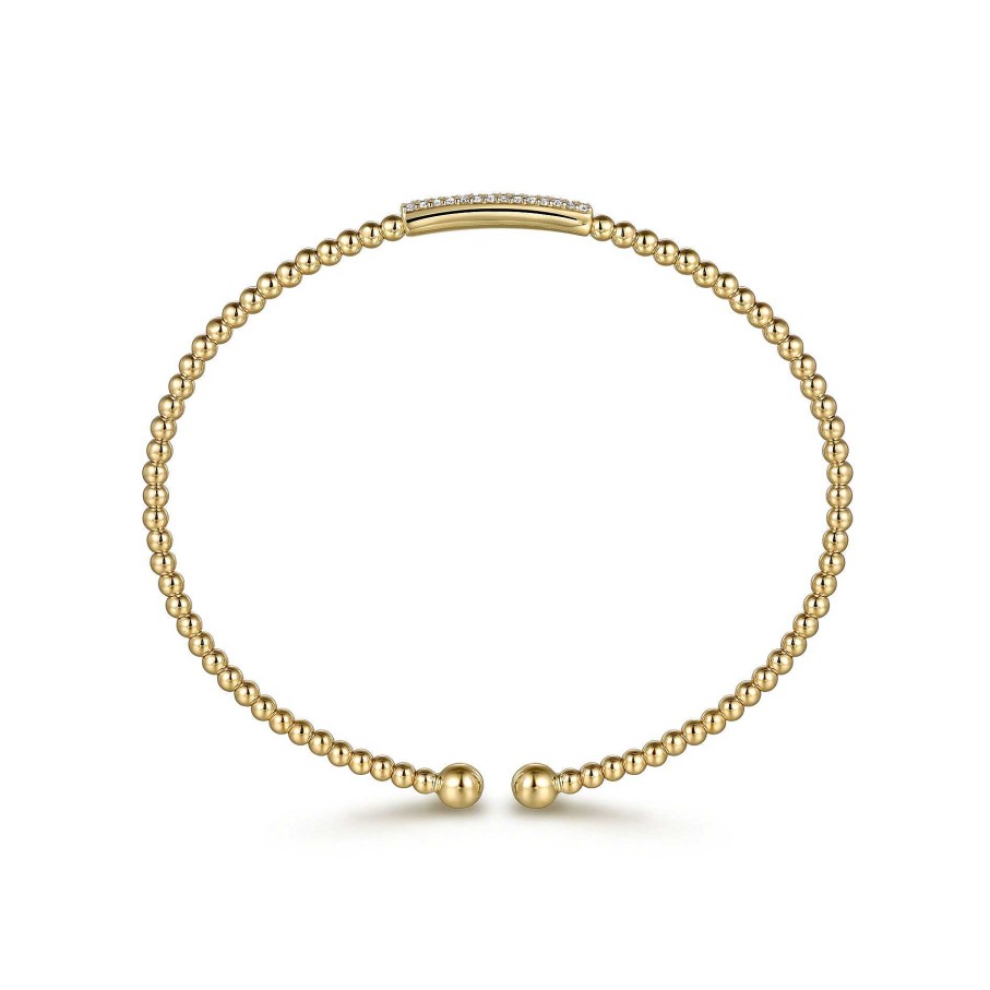 Bracelets & Bangles Gabriel & Co | Gabriel 14K Yellow Gold Bujukan Bead Bangle With Diamonds