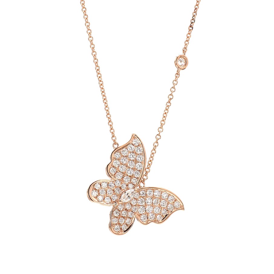 Necklaces & Pendants Bailey's Fine Jewelry | Butterfly Diamond Pendant Necklace In Rose Gold