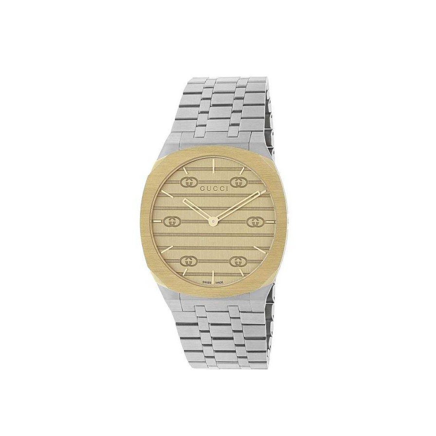 Watches Gucci | Gucci 25H 34Mm Golden Brass Steel Watch